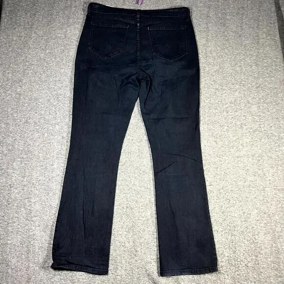 NYDJ Billie Mini Bootcut Jeans Size 16 Black Mid Rise Stretch Lift Tuck Mom Prep - Picture 2 of 10